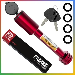 Trailer Hitch Lock Pin 2 Inch Receiver 5/8 Diameter Red Heavy Duty Lock